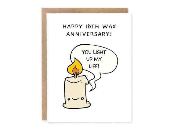 16th Anniversary Card, Wax Anniversary Card