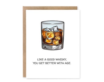 Birthday Cards for Men – Funny Dad Birthday Cards – Whiskey Old Man Birthday Card – Grandad Birthday Cards – Bourbon Husband Birthday Card
