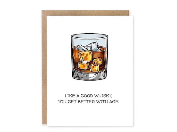 Birthday Cards for Men – Funny Dad Birthday Cards – Whiskey Old Man Birthday Card – Grandad Birthday Cards – Bourbon Husband Birthday Card