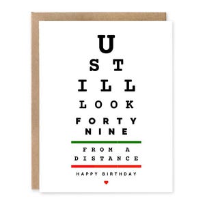 Carte d'anniversaire amusante pour les 50 ans, regardez toujours à distance, carte d'anniversaire amusante pour lui, elle, carte d'anniversaire, 50 ans, carte des yeux drôle