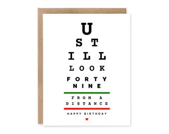 Funny 50th Birthday Card, Eye Chart Design
