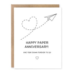 Carte d'anniversaire en papier / il reste un an pour toujours / 1 an / carte 1er anniversaire / pour mari / pour femme / anniversaire