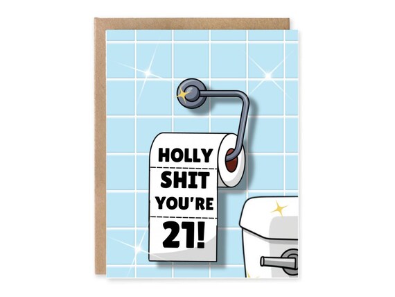 21st Birthday Card - Holy Shit You're, I'm 21 Card - Birthday Card - Birthday Celebrations - Personalised Birthday, Funny Birthday Card