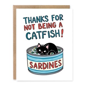 Sardines - carte d'amour, merci de ne pas être un poisson-chat, carte de voeux, gyozas au soja et sushi, carte pour petit ami, anniversaires