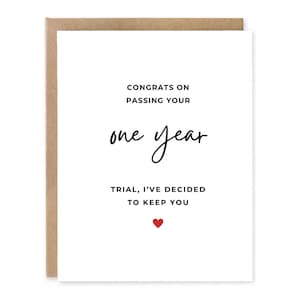 Kaart 1 jaar, kaart 2e verjaardag, kaart jaar, 1-jarig jubileumcadeau voor man, hem, vrouw, haar, grappig. Kaart jubileum