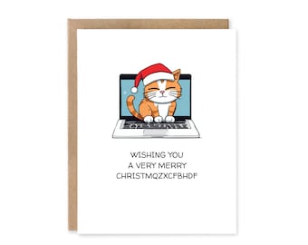 Funny Cat Greeting Card, Wishing you a Very Merry Christmas Card/  Funny Cat Card/ Merry Christmas from the Cat / Christmas Card