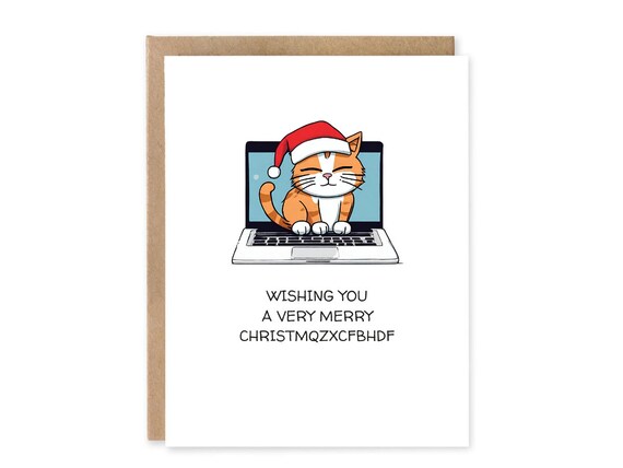Funny Cat Greeting Card, Wishing you a Very Merry Christmas Card/  Funny Cat Card/ Merry Christmas from the Cat / Christmas Card