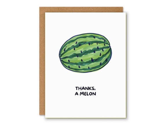 Thanks a Melon cute fruit thanks you card, Thank You Cards