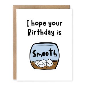 Carte d'anniversaire whisky lisse, carte d'anniversaire, on the Rocks, jeu de mots gastronomique, carte de voeux