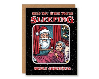 Funny Santa Christmas Card, Comic Style Holiday Card (5x7")