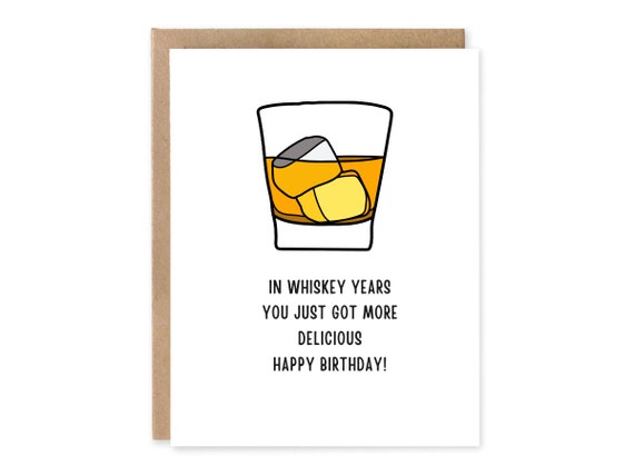 Whiskey Birthday Card for him - Funny Greeting Card - Birthday card for boyfriend - Birthday Card, on the Rocks, Food Pun, Greeting Card,