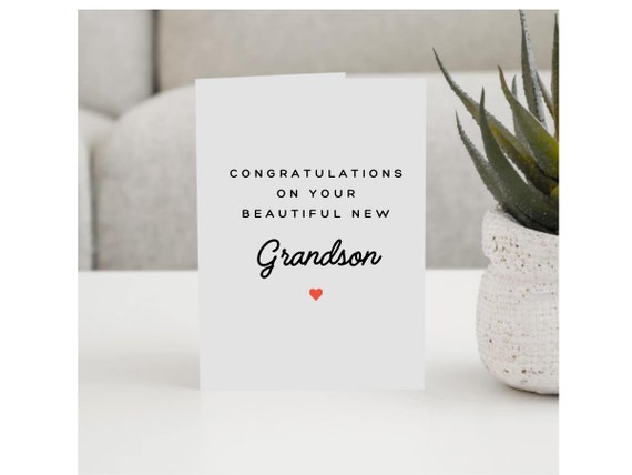 Personalized New Grandson Card, New Grandparents Card, Baby Boy Card, New Baby Boy Card, Congratulations Grandparents, New Born Card