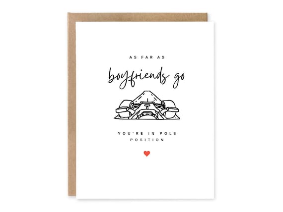 F1 Racing Car Happy Birthday Card For Boyfriend