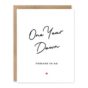 Un año abajo Forever to go / Tarjeta de aniversario de papel / aniversario de un año / tarjeta del 1er aniversario / para marido / para esposa / aniversario