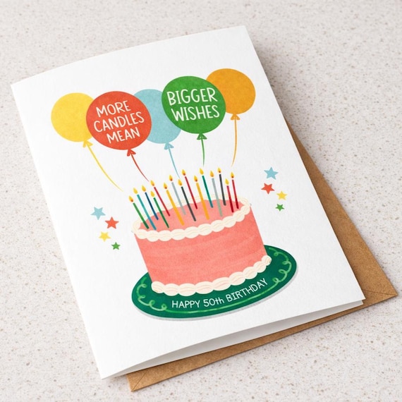 Personalized Birthday Card Any Age | More Candles Mean Bigger Wishes | Funny Milestone Birthday Card | Custom Age Card