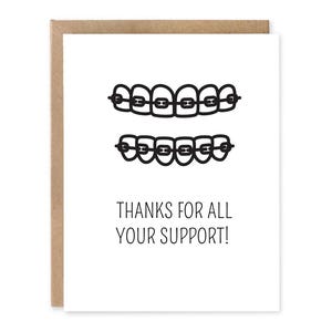 Jolie carte, Merci pour votre soutien, Carte de voeux, Dents, Appareil dentaire