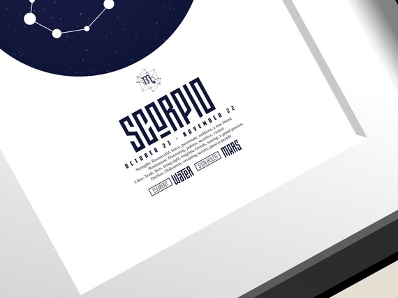 Scorpio Zodiac Constellation Art Print. - Birthday Gift - Unique Zodiac Gift