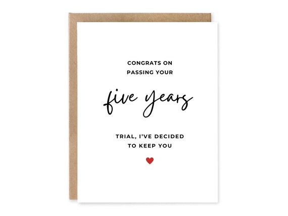 5 Year Anniversary Card, 2nd Anniversary Card, years down card, 5 year Anniversary Gift for Husband, Him, Wife, Her, Funny. Card Anniversary