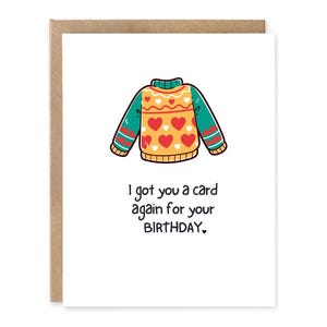 Carte d'anniversaire sarcastique / I got you a Card Again pour votre anniversaire / Carte d'anniversaire hilarante / Carte d'anniversaire drôle pour elle / pour un ami