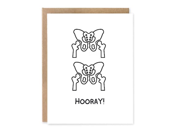 Funny Medical Greeting Card,  Hip Hip Hooray Anatomy Message Card