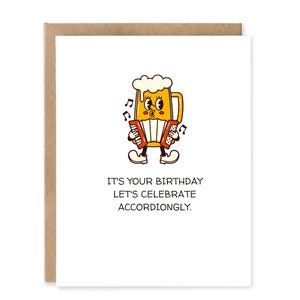 Carte d'anniversaire drôle / Carte d'accordéon Carte d'anniversaire accordéon / Carte de jeu de mots musique / Instrument de musique / Carte d'anniversaire drôle accordéon