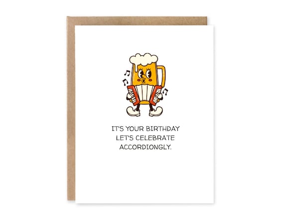 Funny Birthday Card / Accordion Card Accordion Birthday Card / Music Pun Card / Musical Instrument / Funny Birthday Card Accordion