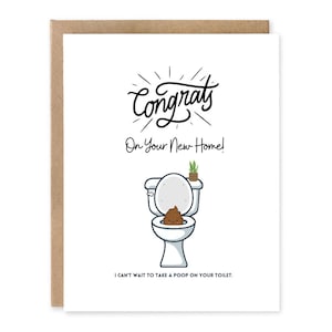 Carte de pendaison de crémaillère amusante, j'ai hâte d'avoir une énorme POO dans vos nouvelles toilettes Cadeau pour soeur Crd pour meilleure amie