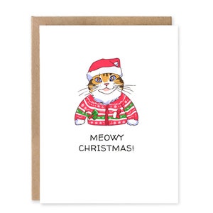 Carte de voeux drôle de chat, NOL miaou / Carte de chat drôle / Joyeux Noël de la part du chat / Carte de Noël