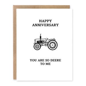 Joyeux anniversaire, tu es tellement Deere pour moi, carte tracteur, John Deere, joyeux anniversaire, couples, jeu de mots, mari, femme