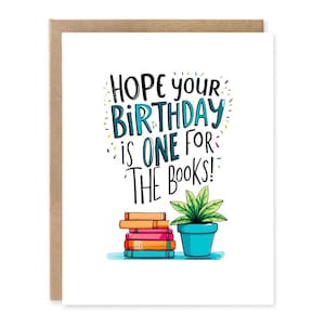 J'espère que votre anniversaire est un des livres Carte de voeux, carte d'amateur de livres, carte rat de bibliothèque