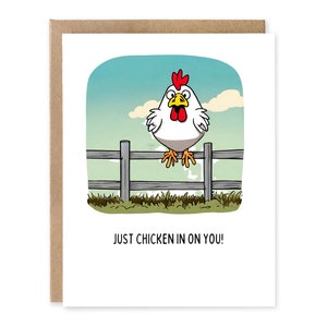 Carte de voeux drôle Juste du poulet sur vous ! Carte d'ami mignonne/carte de jeu de mots hilarante avec une carte de pensée d'humour de volaille