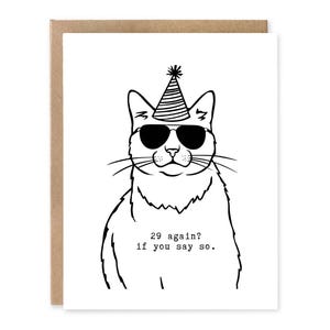 29 Encore une fois ? Si vous le dites, carte d'anniversaire drôle de chat