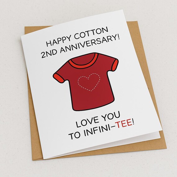 Cotton Anniversary Card, 2nd Anniversary Card, 2 year Anniversary Gift for Husband, Him, Wife, Her, Funny. Card Anniversary