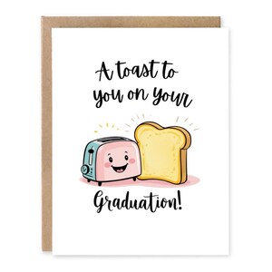 Carte de remise des diplômes de toast drôle, cadeau de remise des diplômes pour lui ou elle, carte de jeu de mots nourriture, remise des diplômes en chef