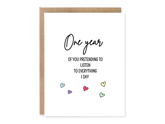 Funny One Anniversary Card, 1 Year marriage, 1st Wedding Anniversary Card
