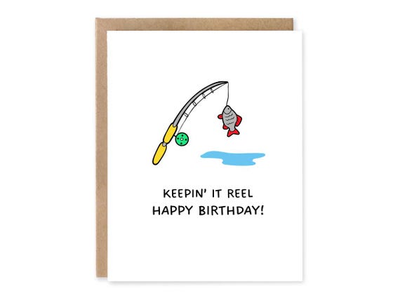 Cute Punny Keepin' It Reel Fishing Birthday Card