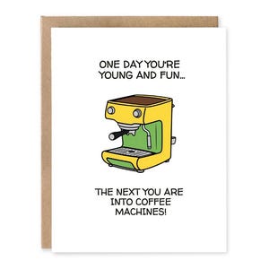 MIGNONNE machine à café vieillissante cartes d'anniversaire pour hommes et femmes, drôle carte d'anniversaire vous êtes vieux pour maman, papa, frère, mari, petit ami