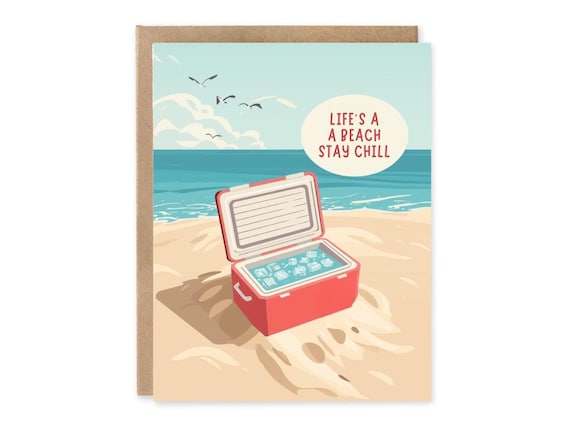 Beach Birthday Card | Handmade Summer Card |  Vacation Vibes | Blank Inside | Pun Card