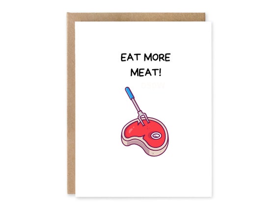 BBQ  invite card - Eat More Meat Card - Funny Greeting