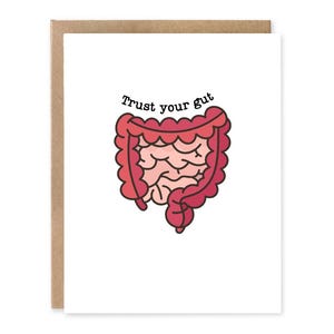 Carte de voeux faites confiance à votre science intestinale, jeu de mots médical amusant sur le système digestif, cadeau étudiant en médecine, anatomie, infirmière gastro-intestinale, chirurgie, GI