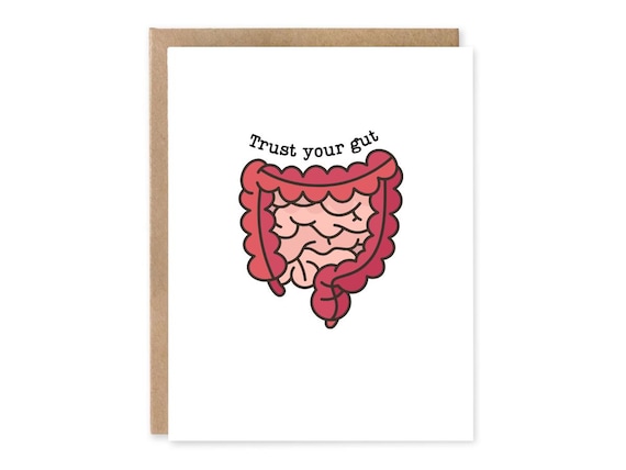 Trust Your Gut Science Greeting Card, Funny Digestive System Medical Pun, Medical Student Doctor Gift, Anatomy, Gastro Nurse, Surgery, Gi