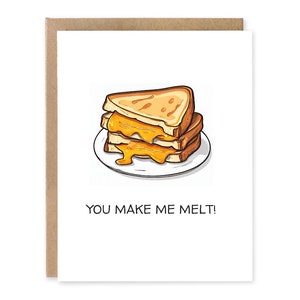 Joli cadeau pour partenaire / Vous me faites fondre - Carte de voeux au fromage grillé / Carte de correspondance, Saint-Valentin drôle, carte de remerciement, Sandwich, jeu de mots au fromage