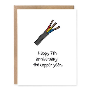Tarjeta de aniversario de cobre feliz - Tarjeta del séptimo aniversario de boda - Séptimo aniversario - 7 años casados con usted - Tarjeta de aniversario lindo