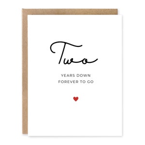 Tarjeta de segundo aniversario, Dos años después, Para siempre, Regalo de segundo aniversario, Tarjeta para novio, Tarjeta para novia, Tarjeta de segundo aniversario