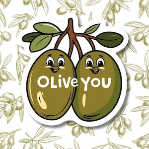 Pegatina de oliva, bonita pegatina de oliva, pegatina de oliva kawaii / portátil, botella de agua, equipaje, casillero / regalo, humor divertido, pegatina divertida