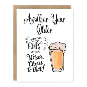 Drôle de plus d'un an, pas beaucoup plus sage - carte de voeux d'anniversaire drôle, carte de voeux de voeux d'anniversaire, humour d'anniversaire, joyeux anniversaire