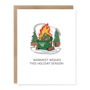Meilleurs voeux pour les fêtes de fin d'année, drôle de carte de Noël 2023, ça va, ça va, je vais bien, tout va bien, carte d'incendie de poubelle