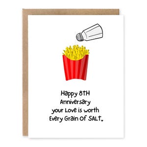 Cartão de feliz aniversário de sal - Cartão de 8º aniversário de casamento - Oitavo aniversário - 8 anos de casamento com você - Cartão de aniversário fofo