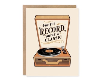 Funny Birthday Card, Classic Record Player, Eco-Friendly