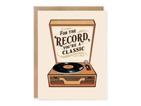 For the Record, You're a Classic Card | Funny Birthday Card | Getting Older Card | For The Record Bday Card | Card for Grandfather,